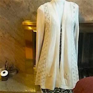 Belldin Long Open Sweater Cream M